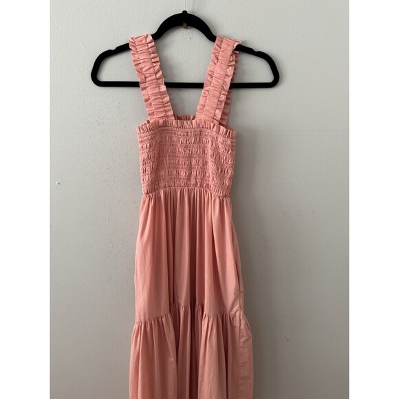 Abercrombie & Fitch Smocked Bodice Easy Maxi Dress Pink Size XS Boho Milkmaid - Picture 4 of 13